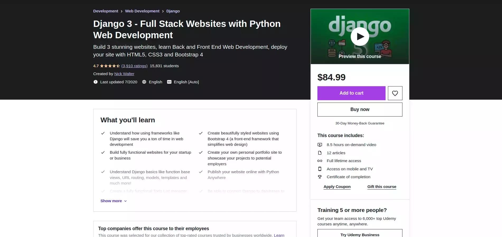 Django 3 full stack websites
