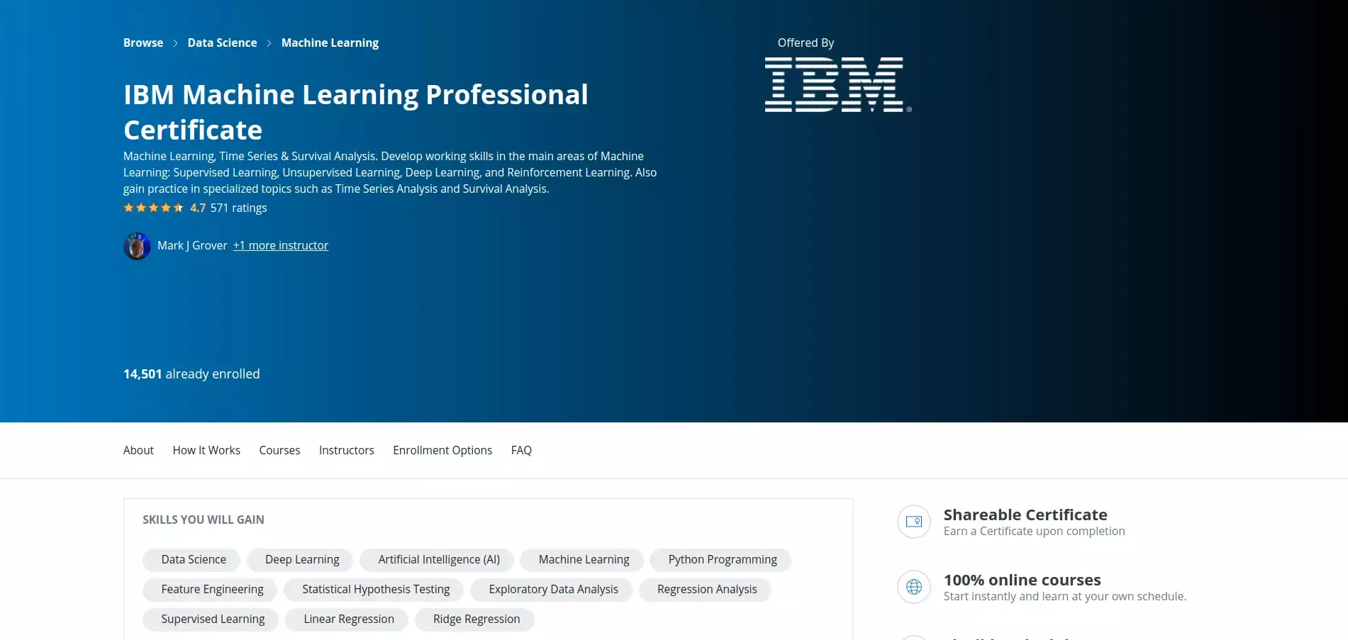 IBM machine learning professional certificate