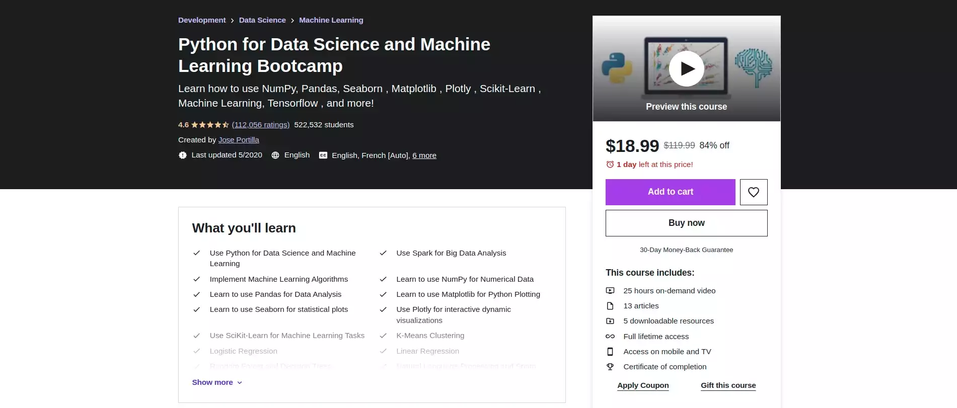 Python for data science and machine learning bootcamp