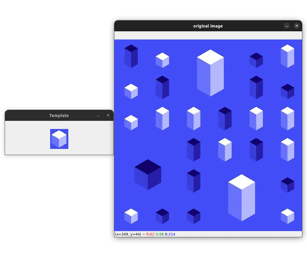 image of cubes and template image